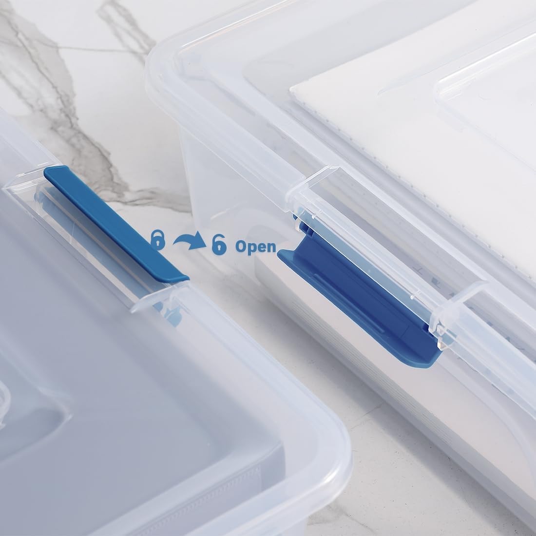 Skiennix Clear Plastic Storage Containers - Stackable Craft Organizer Bins with Durable Lids (4 Pack, 10 Quart)