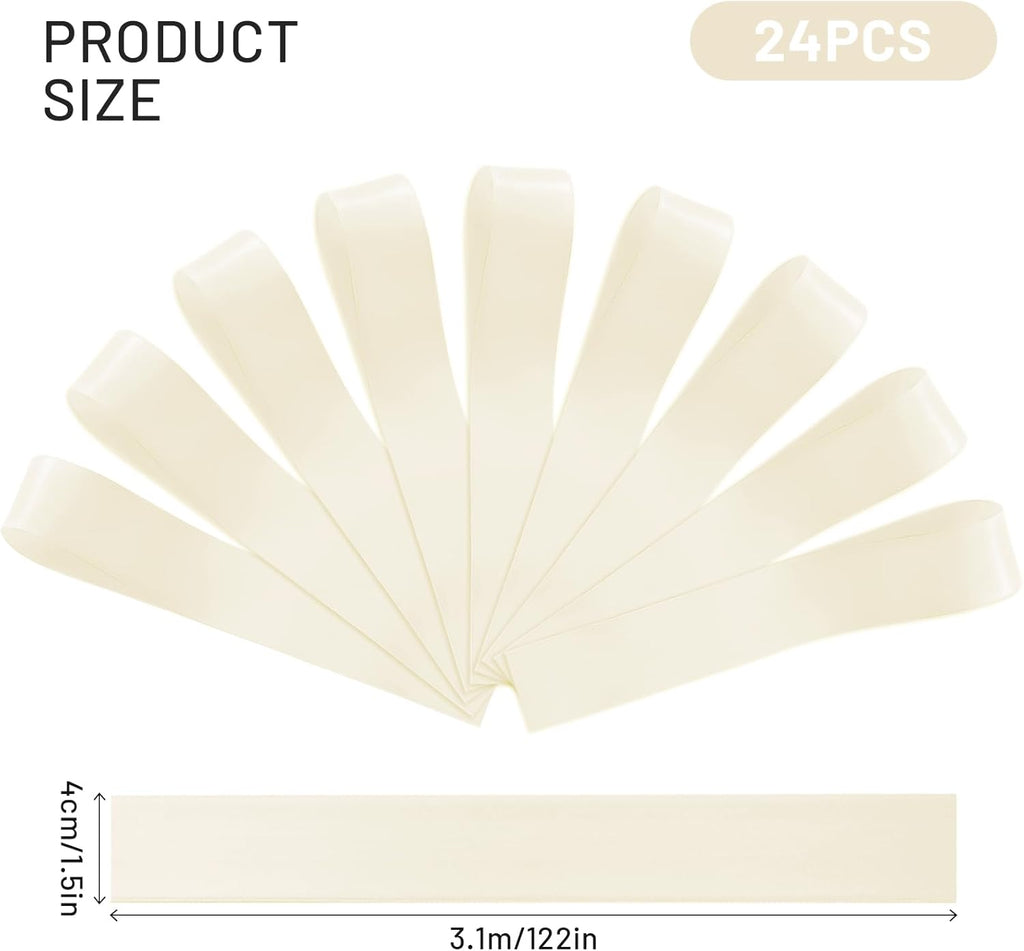Regine Switzerland Wedding Chair Decorations - 24 Pcs Ivory White Satin Bows for Elegant Events