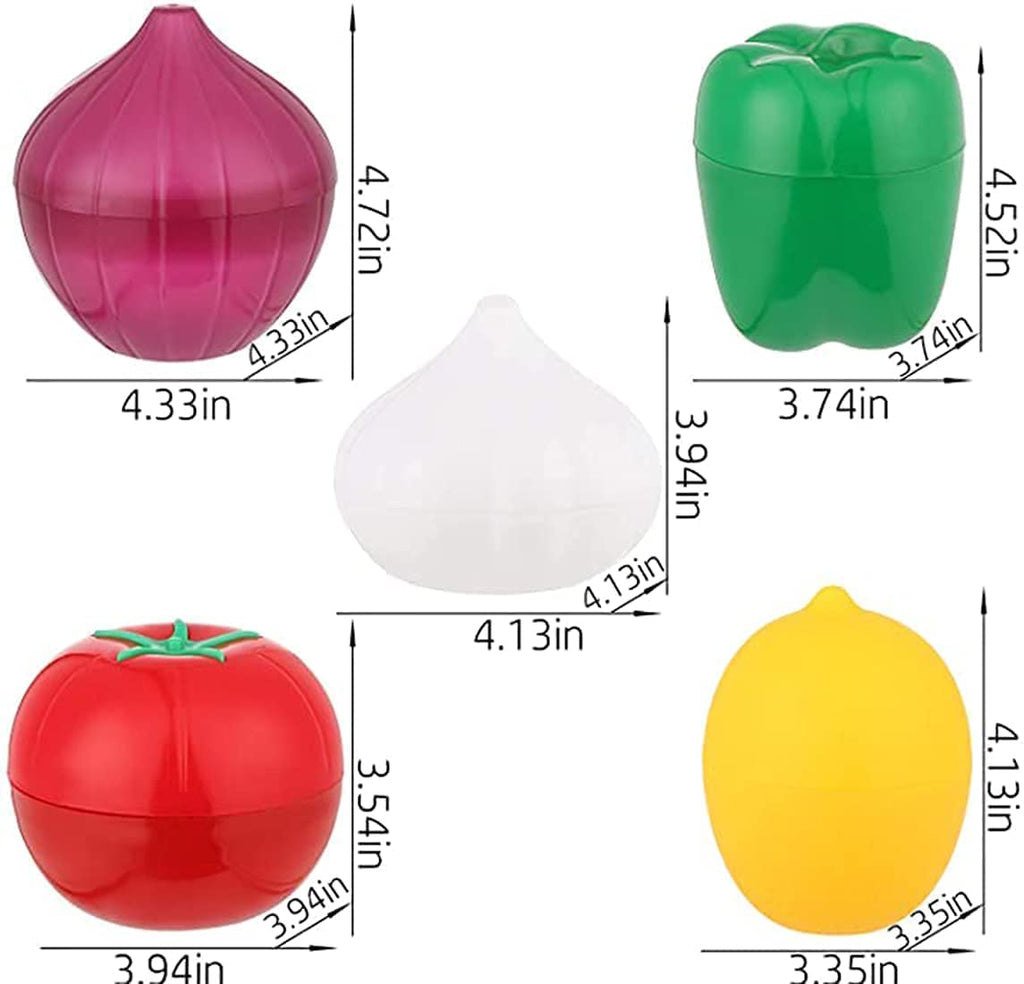 LICHMA 5pcs Plastic Vegetable Storage Box Lemon Onion Tomato Green Pepper and Garlic Insurance Container Fruit Food Fresh-Keeping Reusable (5pcs)