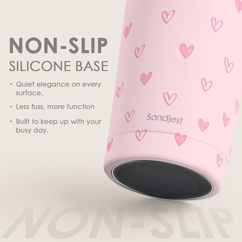 SANDJEST Heart Tumbler 20oz, Stainless Steel Travel Cup with Lid, Insulated Coffee Mug, Heart Gifts for Women Girls Friends Sisters on Birthday Christmas Valentine (Pink)