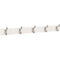 Franklin Brass Casual Curve Wall Mounted Pure White 27 in. Coat Rack, 5 Nickel Hooks, B46718K-PMN-R
