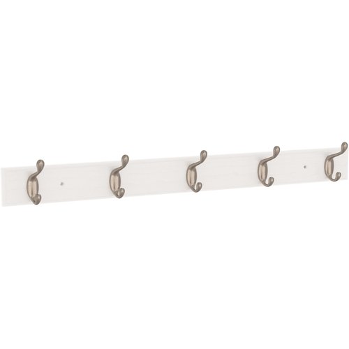 Franklin Brass Casual Curve Wall Mounted Pure White 27 in. Coat Rack, 5 Nickel Hooks, B46718K-PMN-R