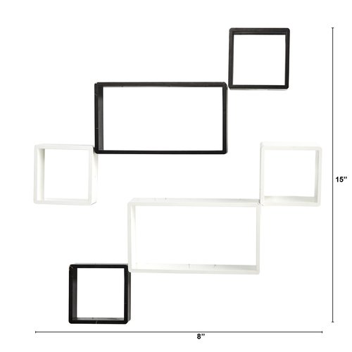Nearly Natural 15in. Modern Wall Art Décor Floating Shelves (Set of 6)