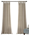 Lush Decor Burlap Knotted Tab-Top Window Curtain Panel Pair, 45"W x 84"L, Dark Linen