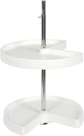 Knape & Vogt Plastic Lazy Susan Organizer, 2-Tier Lazy Susan for Cabinet, Kidney-Shaped 18-Inch Polymer 360º Turntable, White
