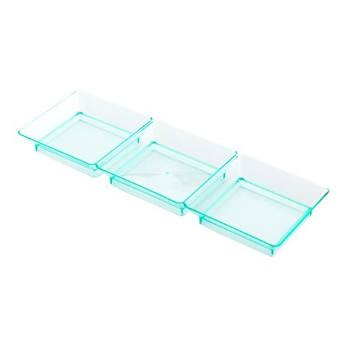 Restaurantware 7.5 x 2.5 Inch Sauce Trays 100 Disposable Divided Serving Plates - Lids Sold Separately Disposable Seagreen Plastic 3 Compartment Serving Dishes For Condiments Or Appetizers