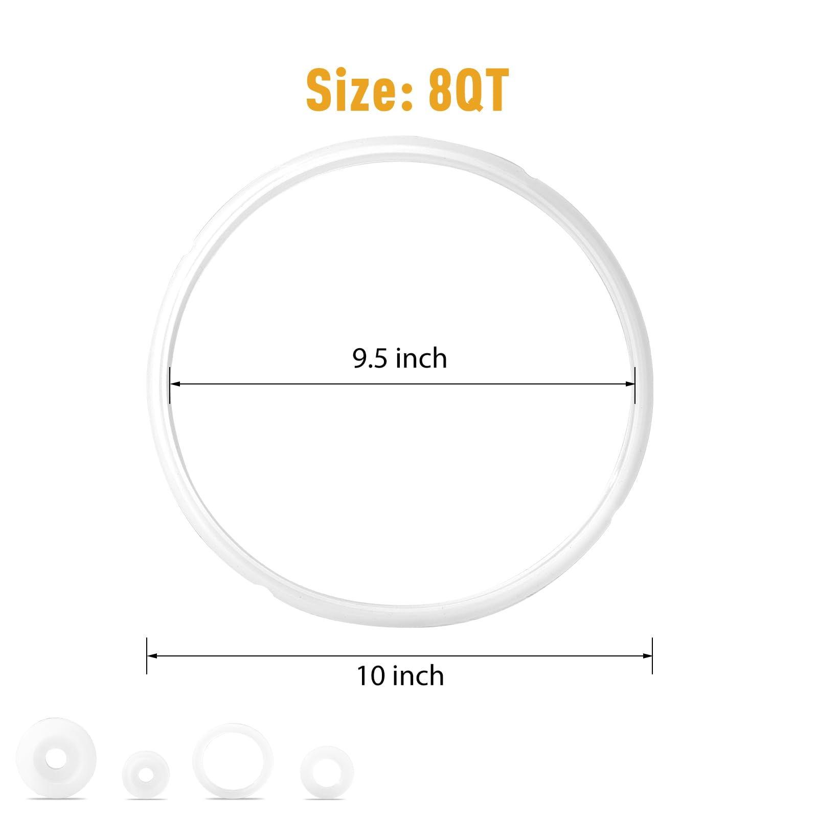 Silicone Sealing Ring 8qt for InstaPot Sealing ring - Compatible Replacement Parts for Duo80, Lux80, Smart-80, CSG80, and More - Pressure Cooker Seal Ring-3 Pack