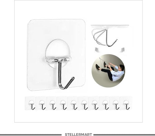 Easenest Heavy-Duty Adhesive Wall Hooks - 12 Pack Utility Sticky Hangers for Bathroom & Kitchen
