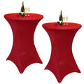 Albassa 2 Pack Cocktail Table Covers 32"x43" Spandex Stretch Highboy Top Tablecloth Fitted Round Table Cloths for Bar Wedding Cocktail Party Banquet Tables (2, Red, 32"x 43")