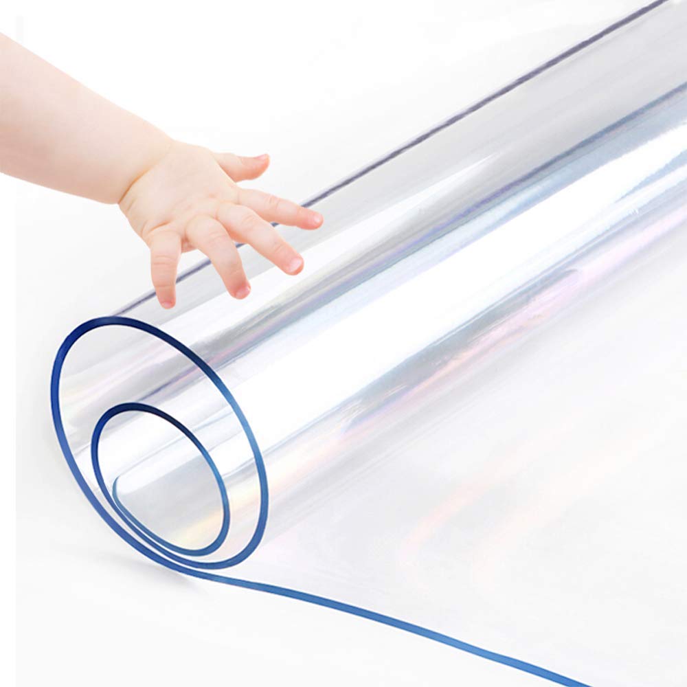 46 x 90 Inch Clear Dining Room Table Protector Corner Kitchen Wood Coffee Side End Tabletop Countertop Cover Rectangular Desk Table Pad Office Chair Mat Furniture Protective Plastic Vinyl Tablecloth