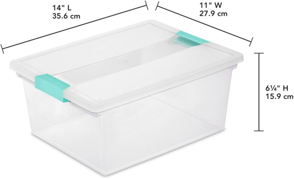 Sterilite 12-Pack Clip Box | Stackable Clear Plastic Bins with Latching Lids for Organized Storage