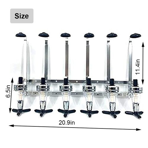 HAPYFMSHI Wall-Mounted House Liquor Dispenser | Alcohol Station Cocktail Tap, Push-Release Valves, Home Bar, Man Cave | Easy Assemble (6 Bottle)