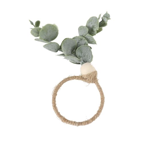 JarThenaAMCS Eucalyptus Leaf Napkin Rings Set of 100 Wood Bead Farmhouse Napkin Holders Greenery Napkins Buckle for Weddings Christmas Party and Easter Table Decoration