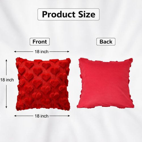 Braw cover Romantic Heart Throw Pillow Covers 18x18 (Pack of 2) - Wedding Cushion Covers - Sweetheart Decorative Pillowcases for Bridal Shower & Couple's Room