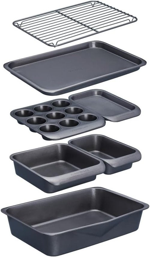 KitchenCraft | Smart Space Non-Stick Carbon Steel Bakeware Set - 7 Piece Stackable Set