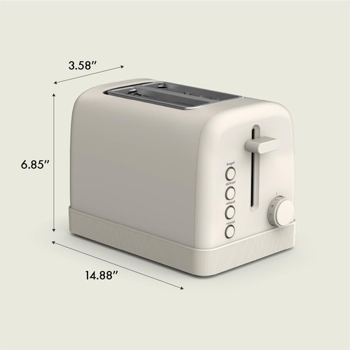 Bella 2 Slice Toaster - 6 Setting Shade Control with Reheat, Cancel & Bagel Functions - Oatmilk Finish