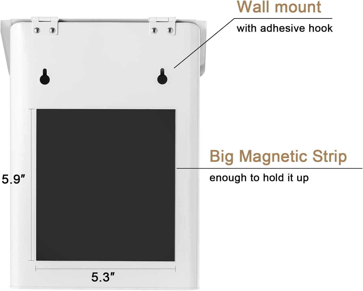 SUBEKYU Magnetic Lint Bin - Wall Mounted Metal Lint Box with Lid for Laundry Room Organization | White