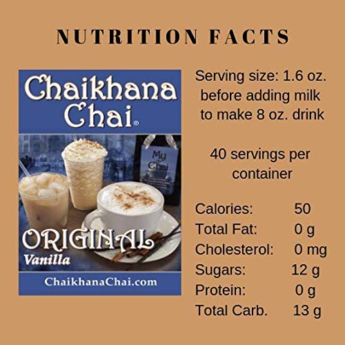 Chaikhana Chai - Original Vanilla Chai Concentrate - Makes (40) Drinks - Slow Brewed with Organic Black Tea, Real Vanilla Beans and Fresh Crushed Spices - 1/2 Gallon