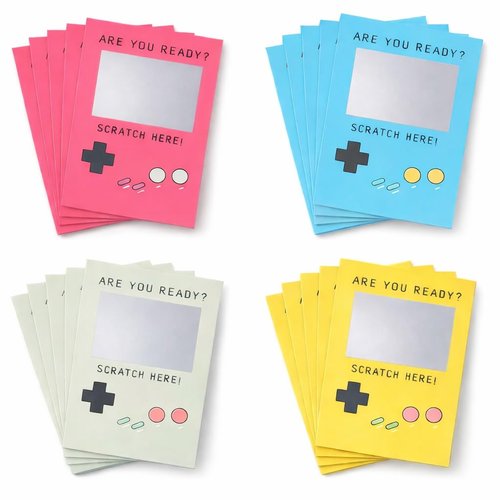 Nnyoggsto Valentine’s Day Cards for Kids – 24 Pack Scratch Off Gamer Valentines, DIY Retro Valentine Cards, Classroom Exchange, School Party Favors for Teens Boys Girls