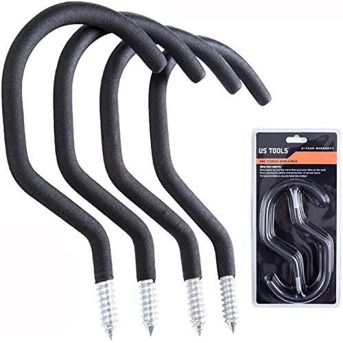 Bike Hooks - Durable Garage Bike Hanger | Pack of 4 Easy Off Wall Mount Hooks
