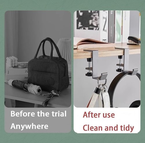 3 Pack Under Desk Mount Bag Holder Hook Clamp,Headphone Holder Backpack Hook,Desk Hook with Adjustable Arm Clamp (Black-A 3pc)