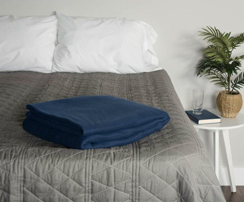 J & M Home Fashions Luxury Fleece Blanket, Full/Queen, 1-Piece, Dark Blue