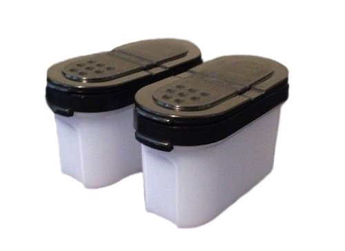 Tupperware Modular Mates Spice Shakers Small Set of 2 Black Seals