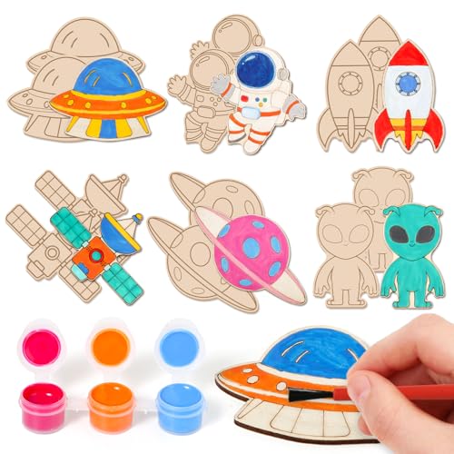 24 Pack Valentines Day Cards for Kids School Classroom with Space Painting DIY Craft Kits, Valentines Day Gifts for Kids Classroom Exchange Valentines Party Favors & Prizes Gifts for Boys Girls