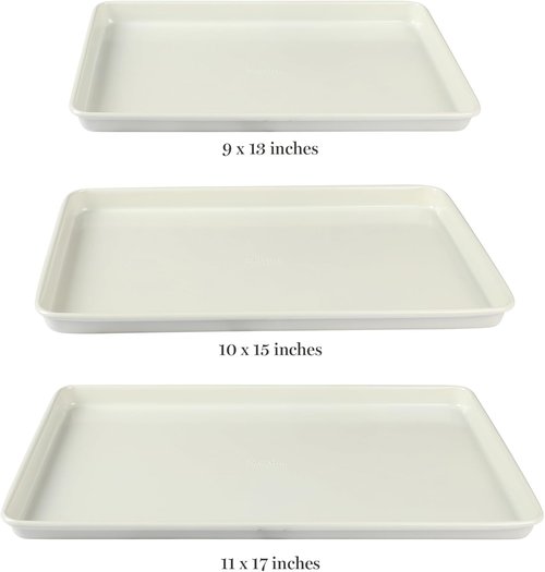 Martha Stewart Gallen 3-Piece Cookie Sheet Set - Ceramic Nonstick Baking Pans, Oven Safe to 450°F | Linen White
