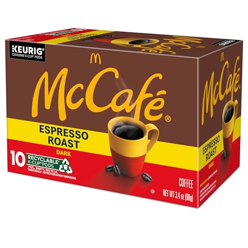 McCafe Espresso Roast Coffee, Keurig Single-Serve K-Cup Pods, 60 Count (6 Packs of 10), Dark Roast Made with Arabica Beans, Bold Flavor with Bittersweet Chocolate & Toasted Nut Notes