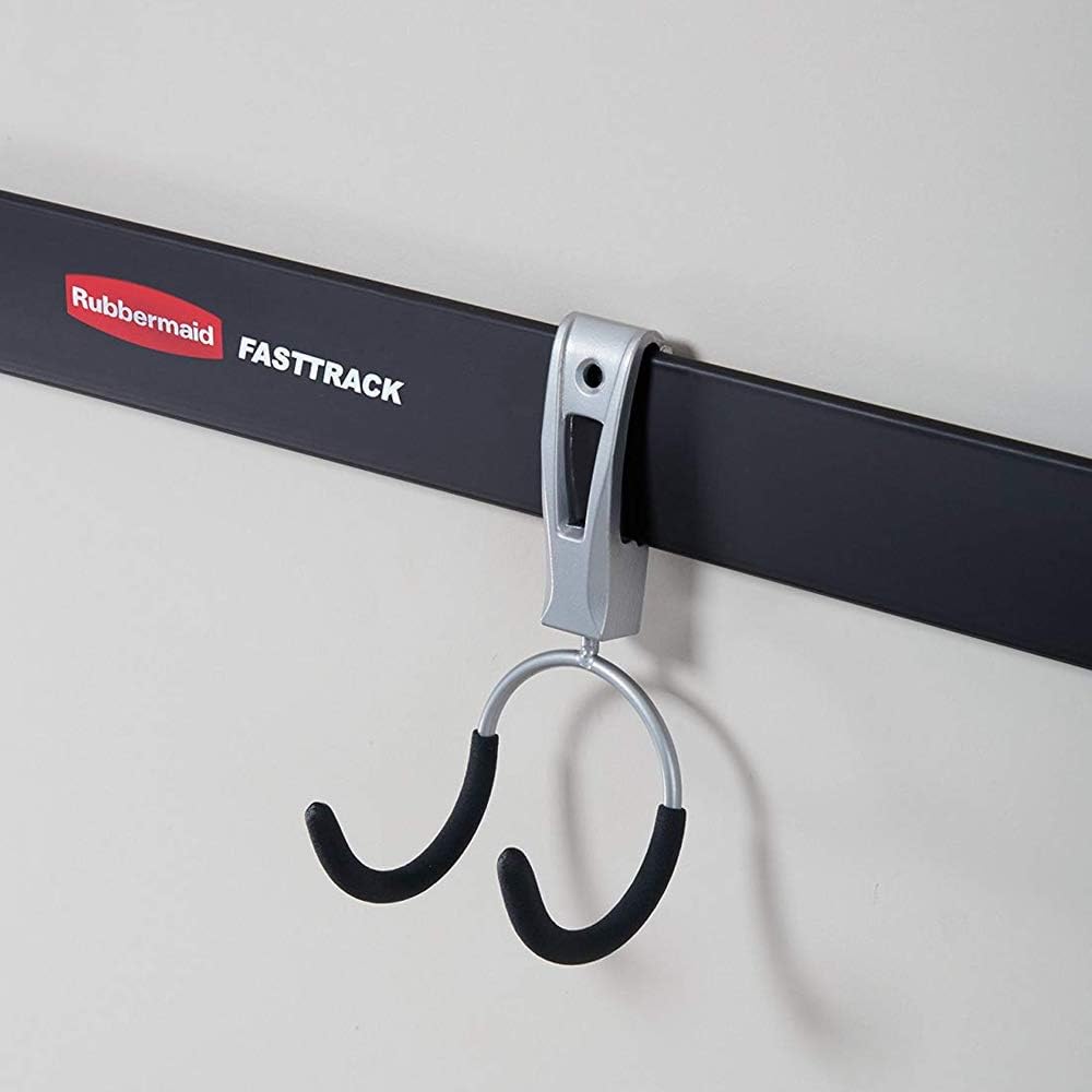 Rubbermaid Garage Hook Organizers - Powder Coated Metallic for Ladder, Tools & Bikes | 4 Pack