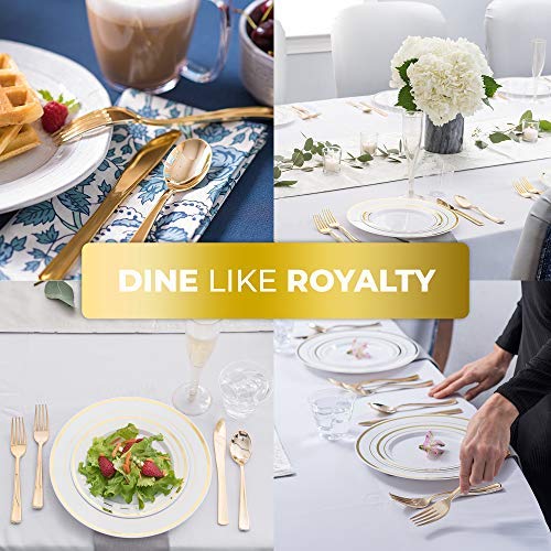 Gold Plastic Silverware Set (200-Pack) – Disposable Heavy Duty Cutlery, 67 Forks, 67 Knives, 67 Spoons for Parties, Weddings, Dinners & Holidays