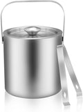 Mini Ice Bucket Portable Double Wall Ice Bucket with Tong,Stainless Steel Hotel Bucket/Champagne/Beverage Bucket,Size 1.3 Liters 5.5 x 5.5 in,Serveware for Party,Event,and Camping.