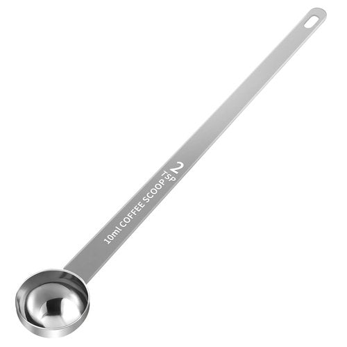 LEIFENY 1PCS 2 Teaspoon Coffee Scoop, 9.1" Long Handle Measuring Spoon, 2tsp (10 ml) Stainless Steel Scooper