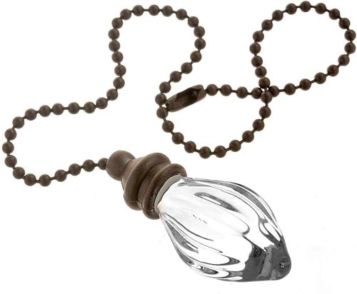 Mairuker 2 PCS Cute Ceiling Fan Pull Chain Extender, Fan Light Pulls Set Accesory with 12 Inch Length Bronze Chains and Crystal Glass Pendant Decor