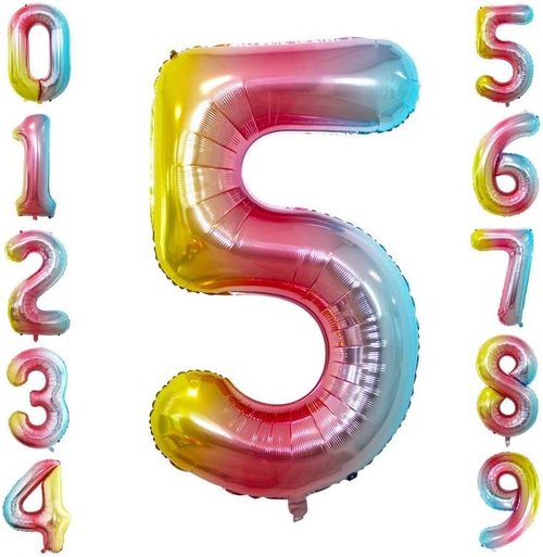GOER Gold Foil Number 5 Balloons - Huge 42" & 32" Party Decorations for Birthdays & Anniversaries (3 Pcs)
