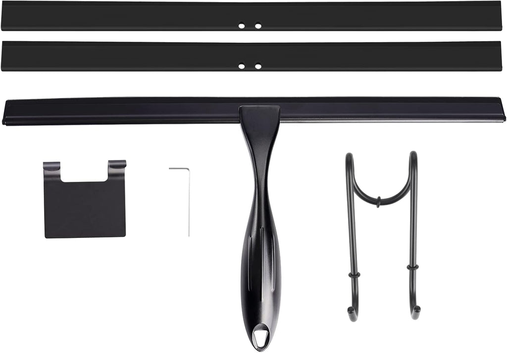 TOOVEM Shower Squeegee - 14'' Glass Door & Window Cleaner | Ideal for Bathrooms & Cars - Black