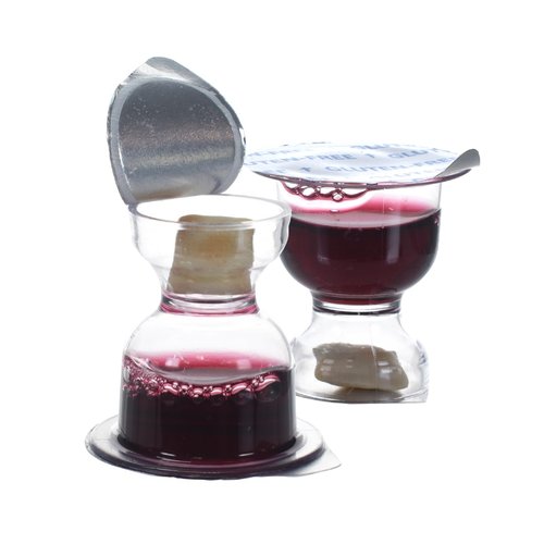 World Communion Cups Gluten-Free Pre-filled Disposable Communion Cups - Concord Grape Juice with bread- (200) Units - Shipping Included