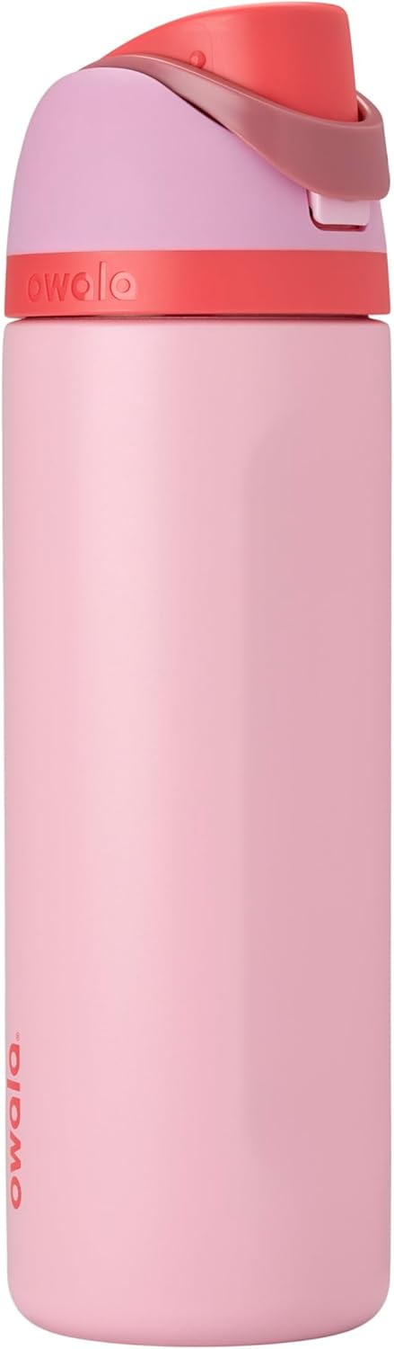 Owala FreeSip Insulated Stainless Steel Water Bottle - BPA-Free, 24 oz, Pink | Perfect for Sports & Travel