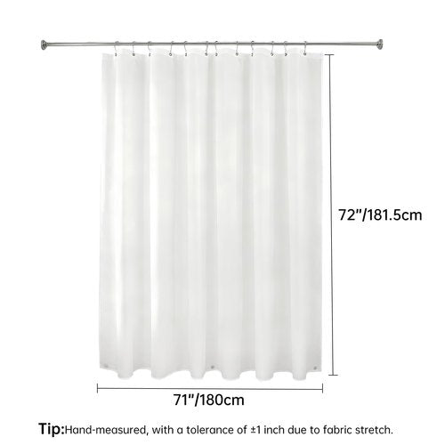 FY&XZH Shower Curtain Liner - Waterproof Cotton Shower Curtain Liner, Machine Washable, Magnetic Weighted Bottom, 71x72 Inch Soft Cloth Bathroom Shower Liner (White)