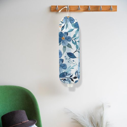 Flowers Plastic Bag Holder 22.5x9 Inch, Blue Floral Wall Mount Grocery Bag Holder for Plastic Bags, Washable Grocery Bags Storage Dispenser for Home Kitchen Pantry Decor, Flower Gifts for Women