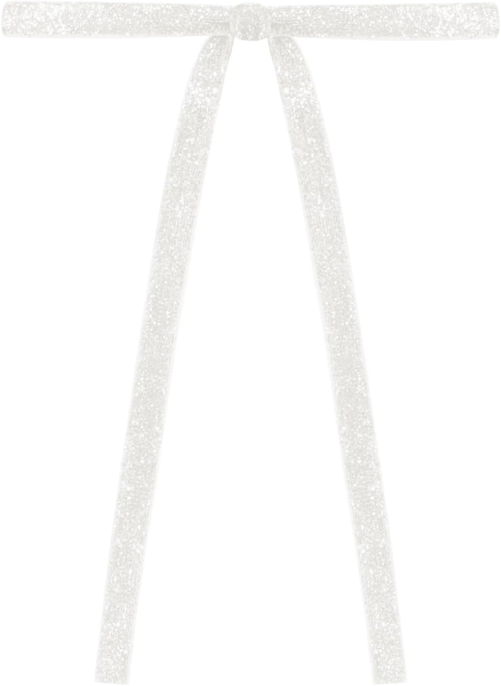 SIMISI Ribbon | 24 Pcs White Glitter Velvet Christmas Tree Bows - Sparkling Door Garland Decor (3/8'' Width, 5 x 7 Inch)