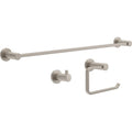 Franklin Brass Kildare 3-Piece Bathroom Set Satin Nickel 18" + 6" Towel Rack, Toilet Paper Holder/Hand Towel Holder, Hook | 3-Piece Bath Hardware Accessories Set KLD63-SN