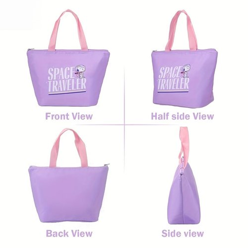MINISO Snoopy Purple Lunch Bag Storage Collection: SPACE-TRAVELER Series, Ideal for Lunch Carrying, Collection & Elegant Gifting