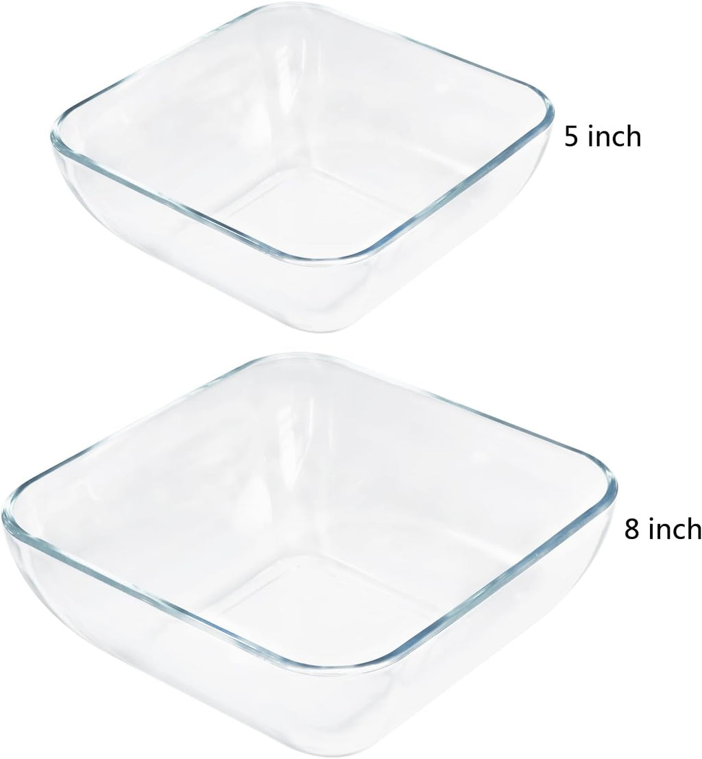 Regine Switzerland 2-Quart Glass Mixing Bowls Set - Durable Tempered Glass | 8-Inch Square Design