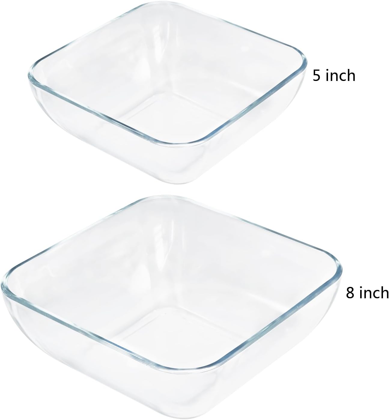 Regine Switzerland 2-Quart Glass Mixing Bowls Set - Durable Tempered Glass | 8-Inch Square Design