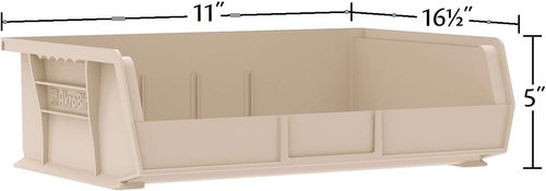 Akro-Mils Plastic Storage Bins - Space-Saving Stackable Organizers for Garage & Pantry | 11" x 16" x 5", Black, 6-Pack