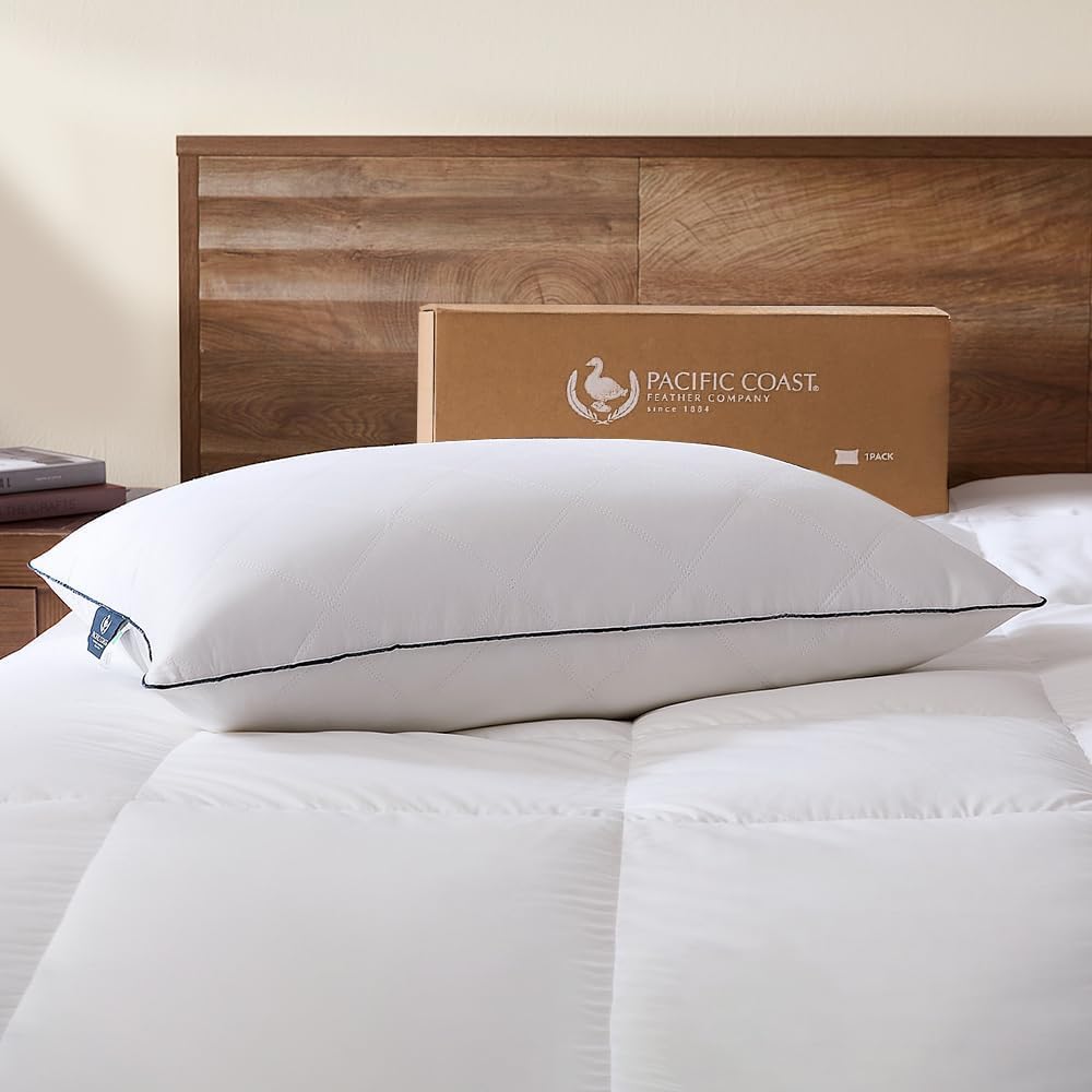 Pacific Coast Premium Goose Feather & Down Bed Pillow - Standard Size, Medium Support for Side & Back Sleepers