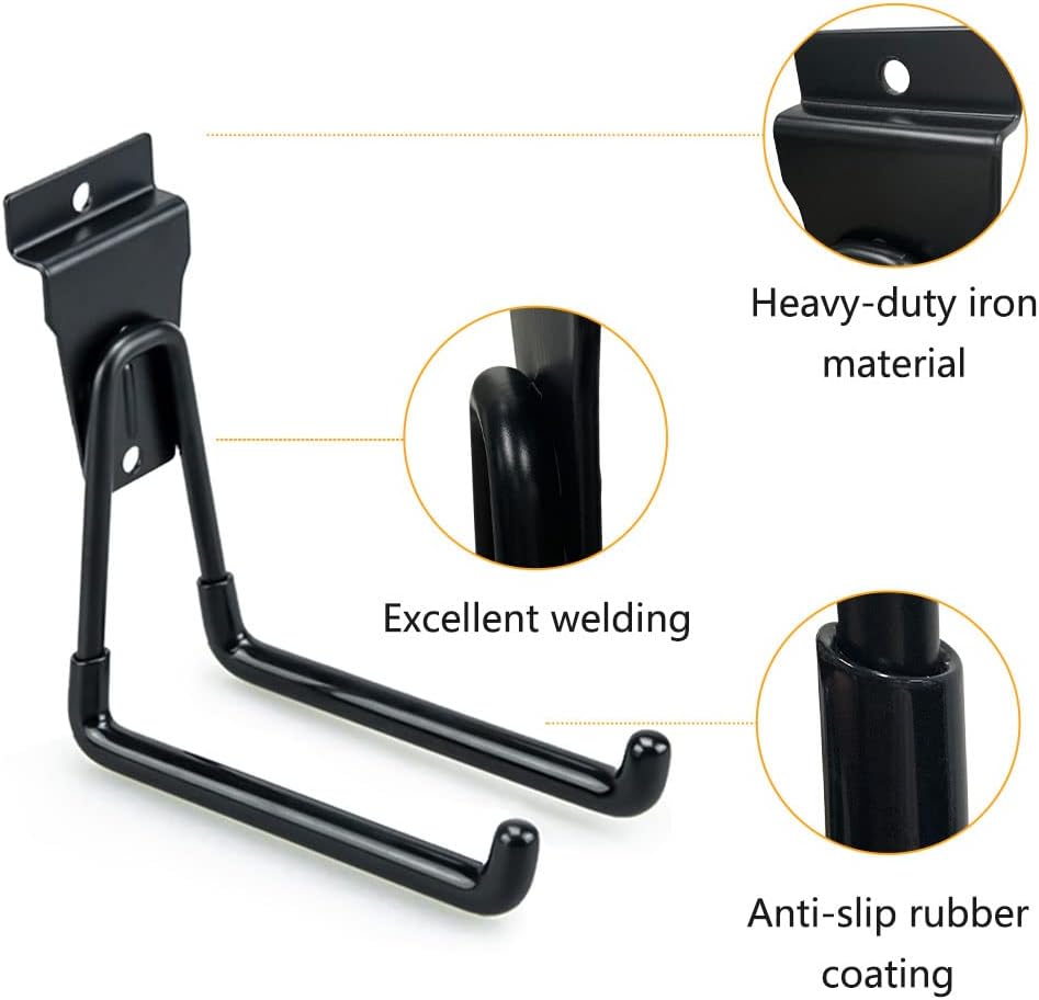 Slatwall Hooks by [Brand Name] - Versatile Wall Mount Tool Holders for Garage & Garden (14 Pack, Black)
