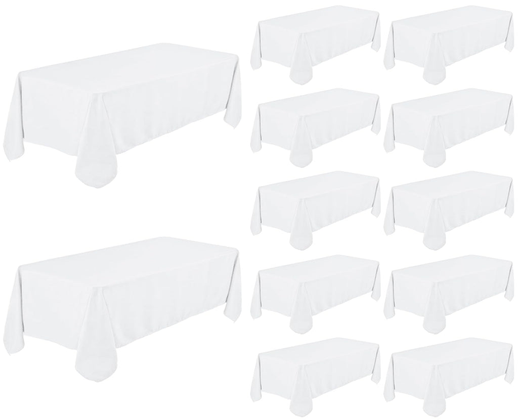 Fivenl 12 Pack White Tablecloth 60 x 102 Inch, Bulk 6 Foot Rectangle Table Clothes, Washable Polyester Fabric Table Covers for Wedding, Party, Reception, Banquet